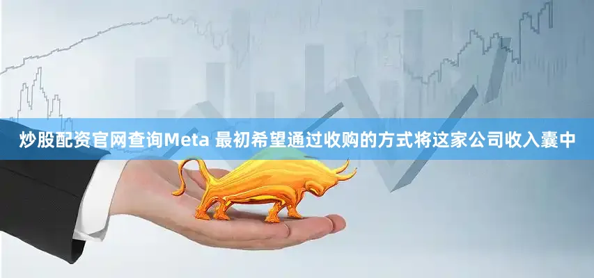 炒股配资官网查询Meta 最初希望通过收购的方式将这家公司收入囊中